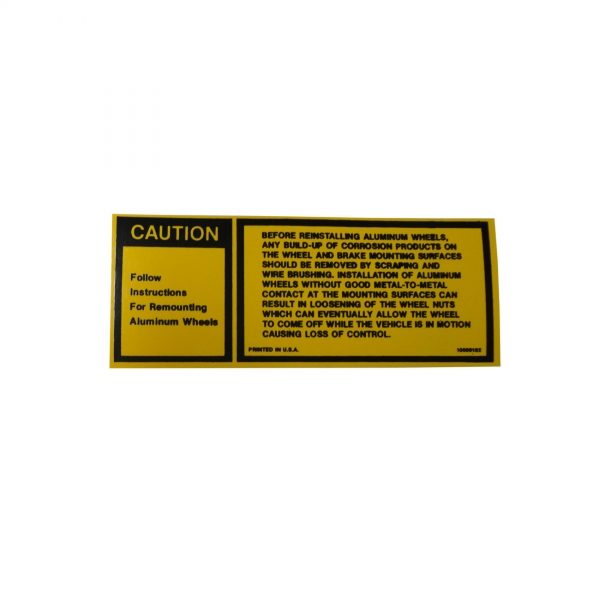 Aluminum Wheel Instruction Decal