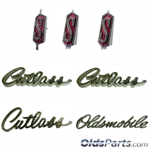 1968 1969 1970 Olds Cutlass "S" Front Fender Emblem  with Hardware